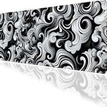 Aesco Wave Temalı Oyun Gaming Klavye Mouse Pad Masa Matı 70X30CM Kaymaz Kauçuk Taban Dikişli Kenar
