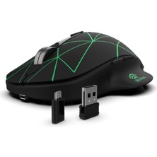 Aesco Inca-Inca IWM-551 Rechargeable 4 LED Illuminated Silent Wireless Mouse (Sessiz) Micro USB Kablo Usb+ Type C Desteği Çift Alıcı 2.4ghz Kablosuz Fare Dpı 800 1200 1600 400MAH
