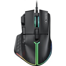Aesco Coverzone Rgb Aydınlatmalı T50 Özelleştirilebilir Oyuncu Fare, 12800 Dpı, Ergonomik Tasarım, Rgb Işık, 13 Mod, USB Bağlantı, Gaming Mouse - Yüksek Hassasiyet | T50