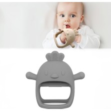 Aesco Meleni Baby Silikon Bebek Diş Kaşıyıcı - Diş Kaşıma Eldiveni Yenidoğan Dişlik Gri