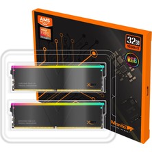 Aesco V-Color Manta Xsky Rgb 32GB (2X16GB) Ddr5 6400MHZ CL32, Amd Expo Uyumlu, Sk Hynix Ic, Oyun Masaüstü Bellek Modülü, Siyah