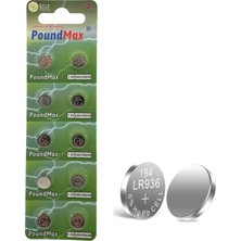 Aesco 10X Ag9 (LR45, LR936, 394) 1.5V - Poundmax Alkalin Düğme Piller | 1x 10'lu Paket