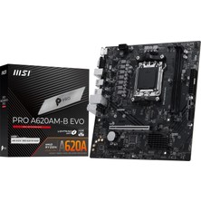 Aesco Msı MB Pro A620AM-B Evo Am5 Ddr5 6800MHZ(OC) Argb HDMI VGA M.2 Usb3.2 Jargb_v2 Matx