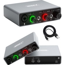 Aesco Midex GLX-700GR Üst Segment USB Stüdyo Ses Kartı 2 Giriş 2 Çıkış 24BIT/192KHZ