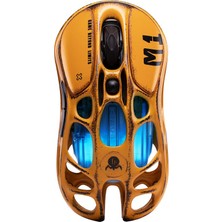 Aesco Gravastar Mercury M1 Pro Oyun Faresi, Hafif Magnezyum Alaşımı, 26.000 Dpı, PAW3395DM Sensör, 5 Programlanabilir Düğme, Destek Kablolu/2.4ghz/bt, 200 Saate Kadar Pil Ömrü (Savaş-Sarı)