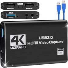 Aesco HDMI To USB 3.0 Video Capture Kartı Ses ve Görüntü Yakalama | 4K 60FPS Görüntü Aktarma, Ekstra Güç Gerektirmez, Ps3 Ps4 Ps5 Xbox, Windows ve Os x ile Uyumlu Yayın Kayıt Cihazı, ZR1285, Siyah