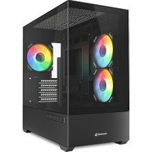 Aesco Sharkoon Kasa Mını Tower Psusuz 3xfan Mk6 Rgb Black
