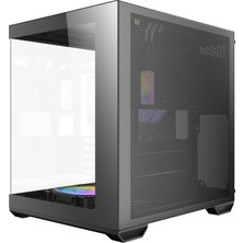 Aesco Antec CX60M Argb Black Mikro-Atx Oyuncu Kasası, 270 Derece Panoramik Temperli Cam, 3 Adet 120MM Argb Fan Dahil, Siyah