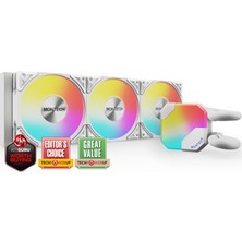 Aesco Montech Hyperflow Argb 360 - Aıo Cpu Sıvı Soğutucu, Intel&amd Uyumlu, Grafik Üstü Performans, Gelişmiş 3100RPM Su Pompası Tasarımı, 3x Metal Pro 12 Argb Ultimate Soğutma Fanları -Beyaz
