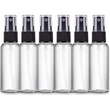 Aesco Zollyss Sprey Şişeleri Şeffaf Boş Ince Sis Plastik Mini Seyahat Şişesi Seti, Küçük Doldurulabilir Sıvı Kaplar (50 ml 6'lı Paket)