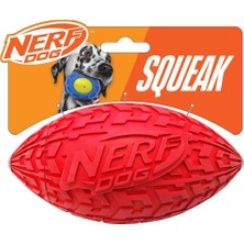 Aesco Nerf Dog Interaktif Squeaker'lı Lastik Futbol Köpek Oyuncağı, Hafif, Dayanıklı ve Suya Dayanıklı, Orta/büyük Irklar Için 15 cm Çap, Tek Birim, Kırmızı