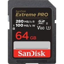Aesco Sandisk 64GB Extreme Pro Sdxc Uhs-Iı Hafıza Kartı - C10, U3, V60, 6k, 4K Uhd, Sd Kart - SDSDXEP-064G-GN4IN