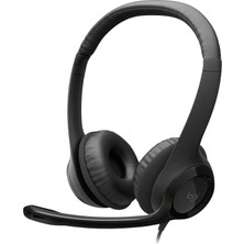 Aesco Logitech H390 Kablolu Kulak Üstü Mikrofonlu Kulaklık, Dijital Stereo Ses, Katlanabilir Gürültü Önleyici Mikrofon, Kablo Üzeri Denetimler, Siyah