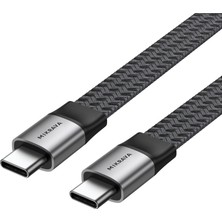 Aesco USB 4.0 40GBPS Flat USB C Veri Kablosu, 240W USB C Şarj Kablosu, 8K@60hz 4K@240Hz 2K@360Hz Thunderbolt 4 Görüntü Kablosu, Macbook, Monitör, Docking Istasyonu, iPhone ile Uyumlu - 1.2 Metre