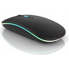 Aesco Infomax Kablosuz Mouse, Çift Modlu (Bluetooth 5.0 + 2.4ghz Usb) Şarj Edilebilir Rgb Işıklı Sessiz Mouse, Pc, Laptop, Macbook, Tablet, Ipad, Telefon Uyumlu (Bgms, Siyah)