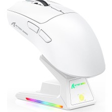 Aesco Attack Shark X1 Kablosuz Gaming Mouse – Dokunmatik Rgb Şarj Standlı, 53G Süper Hafif Fare, Pixart PAW3395PRO Sensör, 40000 Dpı, Bt/2.4g/kablolu Üçlü Mod, Windows/xbox/ps/mac Uyumlu – Beyaz