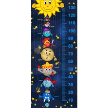 Aesco Çocuk Odası Bebek Odası Gezegenler Boy Cetveli Boy Ölçer Sticker