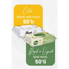 Aesco Sleepy Extra Islak Bebek Havlusu 90' Lı ve Doğal Organik Islak Mendil 50' Li