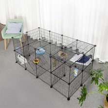 Aesco 36 Panel Evcil Küçük Hayvan Kedi Köpek Kuş Evi Kafesi Oyun Parkı Portatif Taşınabilir Metal Tel