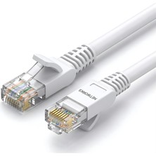 Aesco Pars Power 20 Metre Cat6 Ethernet Kablosu RJ45 Yüksek Hızlı Internet Beyaz Kablo 1000MBPS Gigabit RJ45 Kablo Modem Router Pc Smart Tv Cb-05