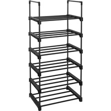 Aesco Songmıcs 6 Katlı Ayakkabı Rafı, Metal Ayakkabı Rafı, 12-15 Çift Ayakkabı Için Ayakkabı Düzenleyici, Istiflenebilir, Koridor, Oturma Odası, Yatak Odası Için, 30 x 45 x 106 Cm, Siyah LSA23BK