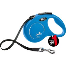 Aesco Flexi Classic Tape, Otomatik Köpek Gezdirme Tasması Small, 5 Metre, Mavi