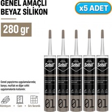 Selsil Arge Toptan Genel Amaçlı Beyaz Silikon 280 gr 5 Adet