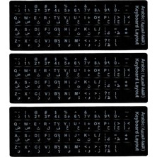 Aesco Mn6 A01 Arapça Klavye Sticker-1 Sınıf Pvc-3 Adet-Arapça Ingilizce Klavye Etiketi-Siyah Renk (3 Adet)