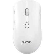 Aesco Mtl Ince Tasarım Şarj Edilebilir Kablosuz ve Çift Modlu Bluetooth Sessiz Mouse 800 1200 1400 Dpı MT8124 Beyaz ile Uyumlu