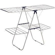 Aesco Songmıcs 2 Katlı Paslanmaz Çelik Çamaşır Kurutma Askısı, Yüksekliği Ayarlanabilir Kanatlı, Ayaklı, Katlanabilir, Mavi LLR53BU, 156 x 61 x 113 cm