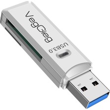 Aesco Veggieg USB 3.0 Sd ve Micro Sd Hafıza Kart Okuyucu Beyaz