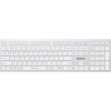 Aesco A4 Tech FBX50C Şarj Edilebilir (Q) Türkçe Fn-Multimedya Bluetooth & 2.4ghz Kablosuz Klavye, Beyaz