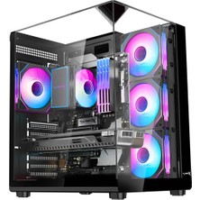 Aesco Turbox Teras Akvaryum Cam Tasarım 4x Argb Fan 500W Psu USB 3.0 Atx Oyuncu Bilgisayar Kasası