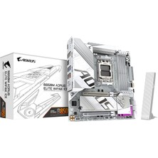 Aesco Gıgabyte B850M Aorus Elıte WIFI6E Ice LGA1851 Ddr5 7600MHZ(OC) Pcıe 5.0 Çift M.2 Nvme Wifi 6e 2.5gbe Lan Beyaz Matx Anakart