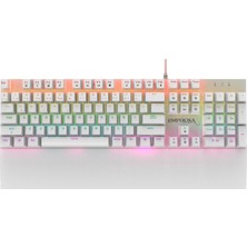 Aesco Inca IKG-456 Empousa|blue Switch Mekanik Gaming Klavye – 104 Tuş, 19 Rainbow LED Seçeneği, Full Anti-Ghosting, Türkçe Q Klavye, Multimedya Tuşları, Mıknatıslı Bilek Desteği, 50M Tuş Ömrü