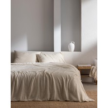 Aesco Agnes King Size Müslin Ipliği Boyalı Lastikli Çarşaflı Nevresim Takımı - Haki