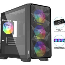 Aesco Dragos Diamond 4x Argb Fan USB 3.0 600W 80+ Plus Mesh Tempered Glass Matx Oyuncu Bilgisayar Kasası