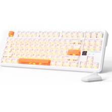 Aesco Attack Shark X87 Ultra Kablosuz Oyun Klavyesi, Nokta Matrisi Ekranlı, Bt/2,4 Ghz/kablolu 75% Sıcak Değiştirilebilir, 10000MAH, Rgb, Kablosuz Shark Fin, Pc/mac, Buz Turuncu