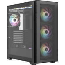 Aesco Gameforce Bigmesh Atx Bilgisayar Kasası, 7X120MM Rgb Fan, Siyah, Temperli Cam Panel, Oyuncu Pc Kasası