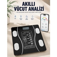 Teknodayım Uygun Akıllı Vücut Analiz Baskülü Bluetooth Bağlantılı 4 Sensörlü LCD Ekranlı Dijital Tar