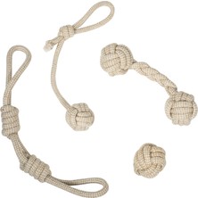 Aesco Franklin Pet Supply Doğal Halat Köpek Oyuncağı 4'lü Paket – Kenevir – Play Fetch – Halat Çekme – Köpek Dişleri – Köpek Yavruları Için Çiğneme Oyuncağı