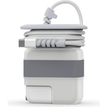 Aesco Mcstorey MacBook Şarj Aleti Kılıfı Pvc Sert Kapak + Kablo Düzenleyici | 29W A1540, 30W A1882, 35W A2571 Usb-C Uyumlu | Adaptör Koruyucu Gri