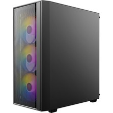 Aesco Antec AX65 Argb, 4 x 120MM Argb Fan Dahil, Yüksek Hava Akışlı Mesh Ön Panel, Temperli Cam Yan Panel, Orta Kule Atx Oyuncu Bilgisayar Kasası - Siyah