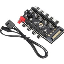 Aesco Lunatic 8849 10 Port Fan Power Sata Güç Switch Pwm Çoklayıcı, Sata Power 10 Port Soğutma Fan Splitter Hub, Pc Bilgisayar Soğutma Sistemi Için Kullanılır.