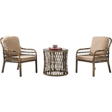 Aesco Rehome Capri Swing Pisa Tekli Rattan Bahçe Balkon Oturma Grubu Açık Kahve 703