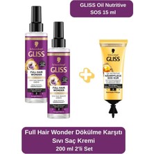 Aesco Gliss Full Hair Wonder Dökülme Karşıtı Sıvı Saç Kremi 200 ml 2'li Set + Oil Nutritive Sos 15ML Hediye