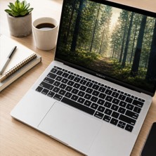 Aesco Mcstorey MacBook Pro 13 A1708 ve MacBook 12 A1534 Klavye Koruyucu Türkçe Q Baskılı Us Klavyeyi Türkçeleştiren Ultra Ince Silikon Kılıf Toz Sıvı Koruma Yıkanabilir Şeffaf Siyah