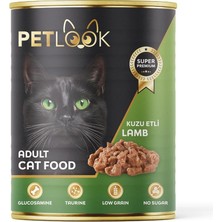Petlook Konserve Kedi Maması Yetişkin Kuzu Etli, Kıyılmış Etli, Pate 415 gr Yaş Mama Düşük Tahıllı