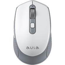 Aesco Aula AM204 Çift Modlu Bluetooth ve Kablosuz 1600DPI Şarj Edilebilir Optik Mouse Beyaz