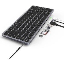 Aesco Bix BX-KEYHUB01 9in1 Hub Özellikli Çok Fonksiyonlu Kablolu Klavye 3x USB 3.0+4k Hdmı+Pd+Micro Sd+3,5mm Aux Mic Girişli